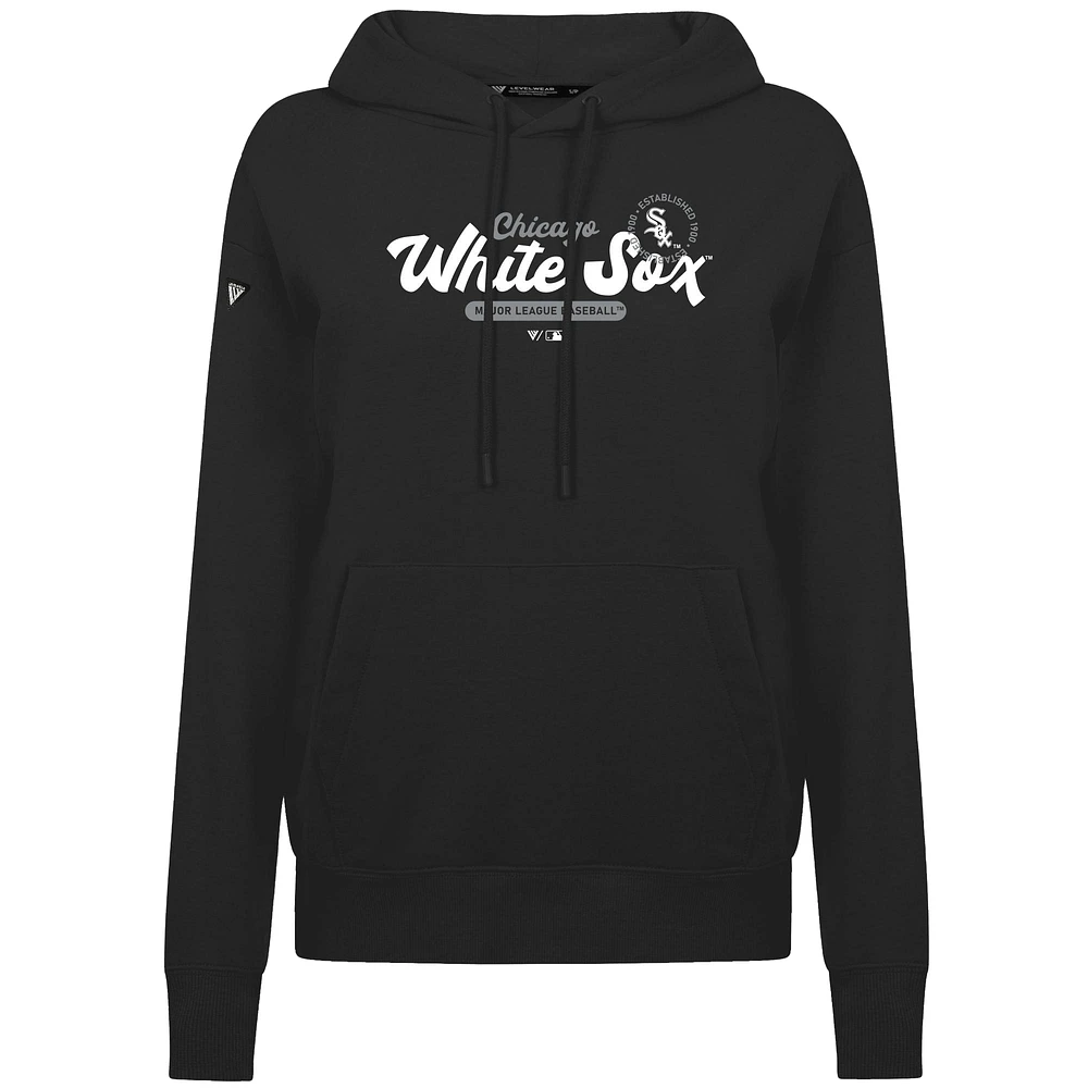 Women's Levelwear Black Chicago White Sox Accolade Adorn Monument Pullover Hoodie