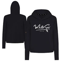Women's Levelwear Black Chicago White Sox Accolade Sweet Express Cropped Tri-Blend Pullover Hoodie