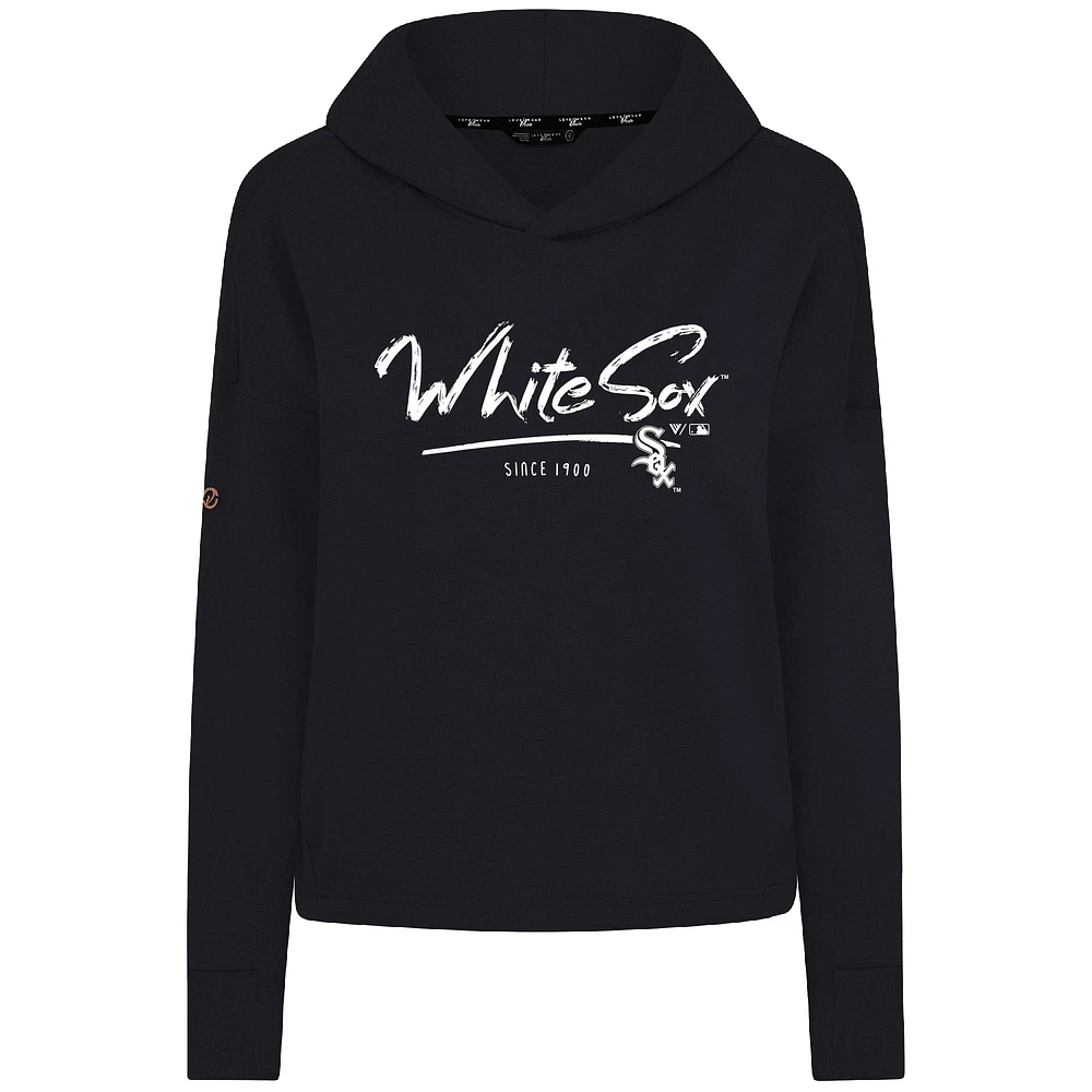 Women's Levelwear Black Chicago White Sox Accolade Sweet Express Cropped Tri-Blend Pullover Hoodie