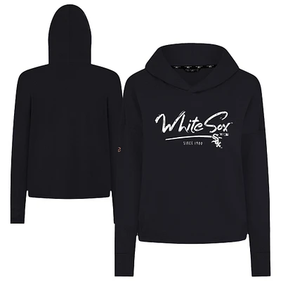 Women's Levelwear Black Chicago White Sox Accolade Sweet Express Cropped Tri-Blend Pullover Hoodie