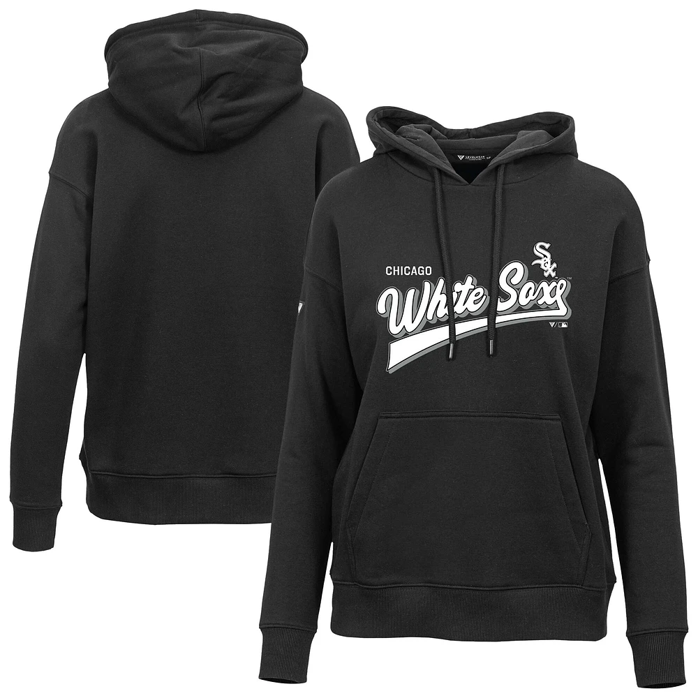 Women's Levelwear  Black Chicago White Sox Adorn Retro Team 2.0 Pullover Hoodie