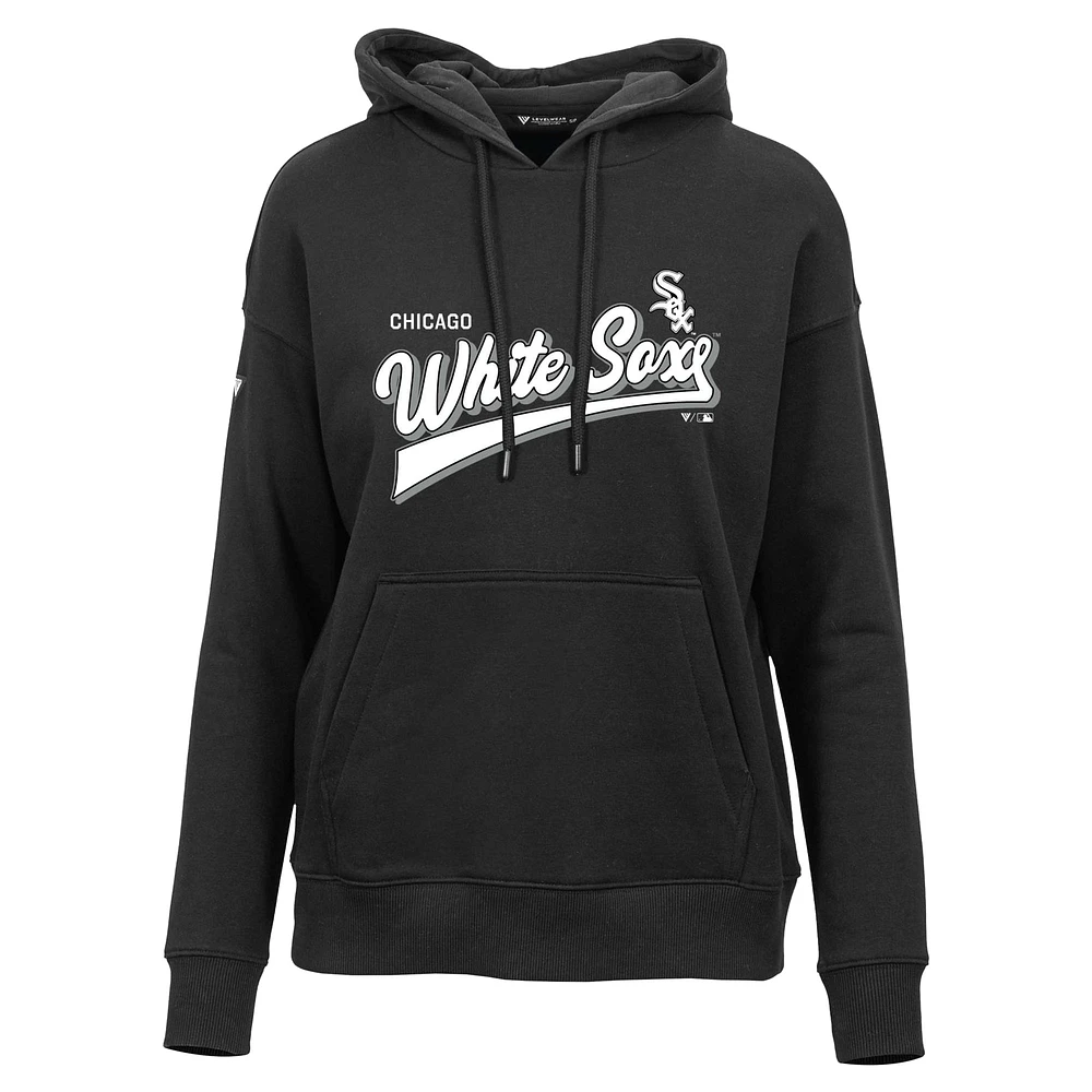 Women's Levelwear  Black Chicago White Sox Adorn Retro Team 2.0 Pullover Hoodie