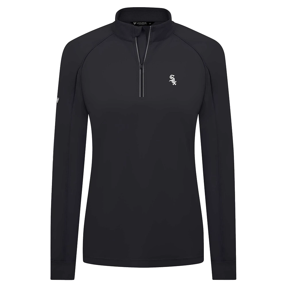 Women's Levelwear Black Chicago White Sox Kinetic Insignia 2.0 Raglan Quarter-Zip Top
