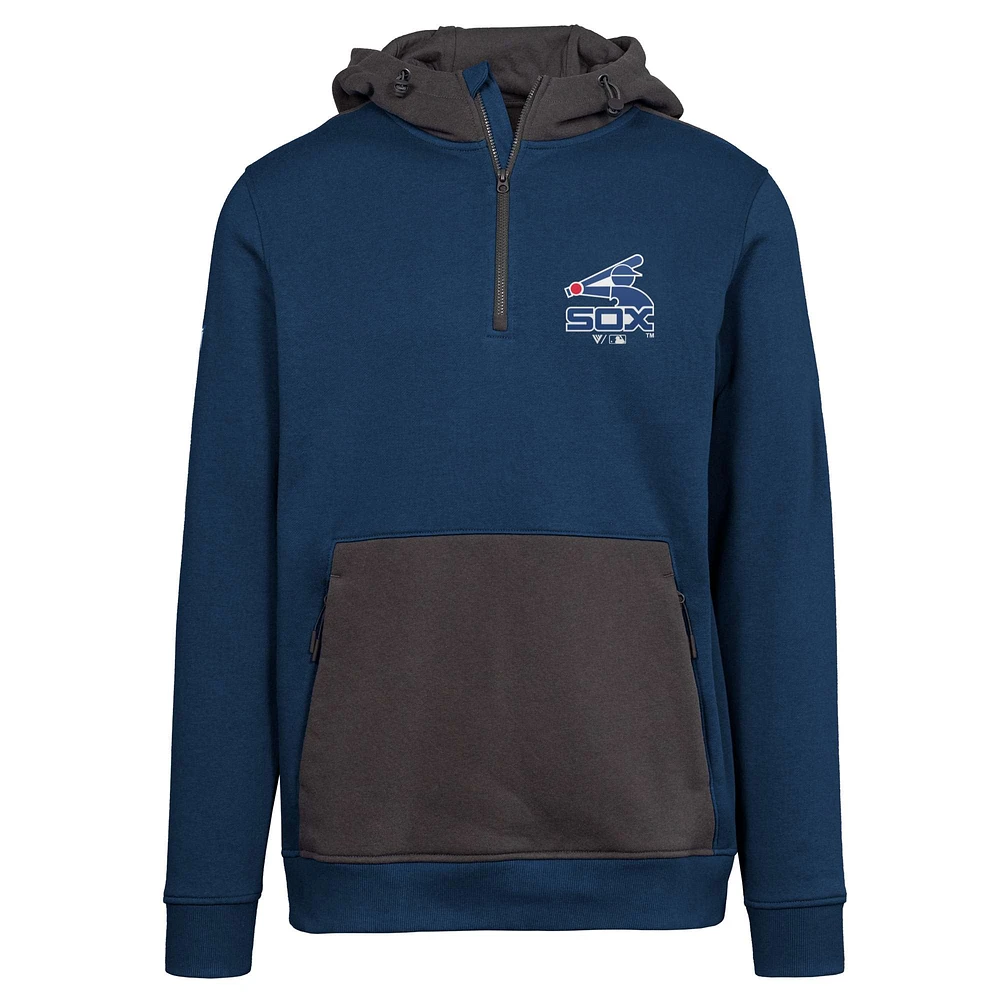 Women's Levelwear Navy Chicago White Sox Cooperstown Collection Chicane Core Logo Quarter-Zip Pullover Hoodie