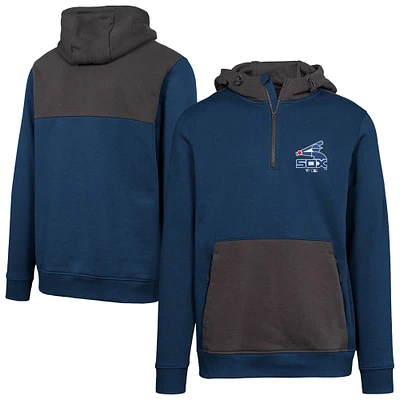 Women's Levelwear Navy Chicago White Sox Cooperstown Collection Chicane Core Logo Quarter-Zip Pullover Hoodie