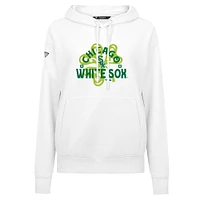 Women's Levelwear  White Chicago Sox St. Patrick's Day Adorn Shamrock Pullover Hoodie