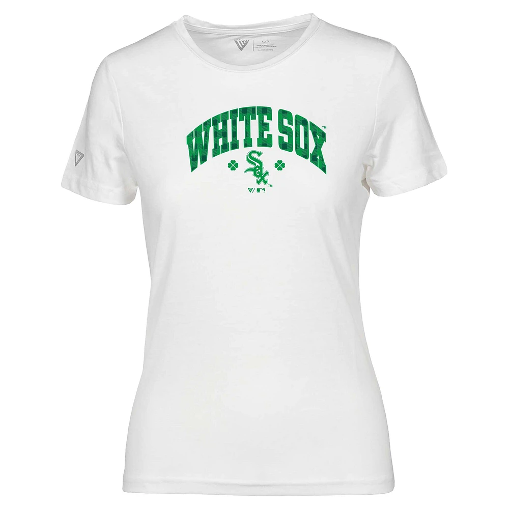 Women's Levelwear White Chicago Sox St. Patrick's Day Maddox Plaid T-Shirt