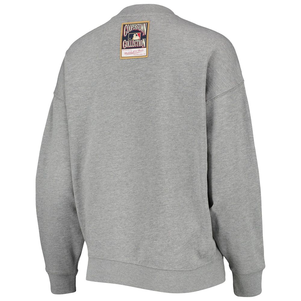 Women's Mitchell & Ness Heathered Gray Chicago White Sox Cooperstown Collection Logo Lightweight Pullover Sweatshirt