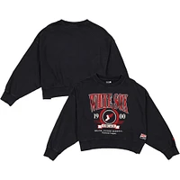 Sweat-shirt court New Era noir Chicago White Sox 2025 City Connect pour femme, délavé aux enzymes