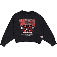 Sweat-shirt court New Era noir Chicago White Sox 2025 City Connect pour femme, délavé aux enzymes