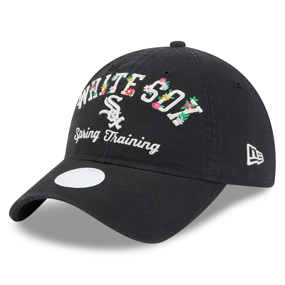 Women's New Era  Black Chicago White Sox 2025 Spring Training Floral 9TWENTY Adjustable Hat
