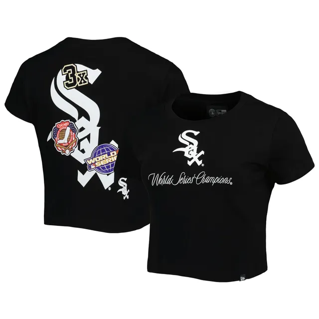 Women's Chicago White Sox New Era Black Baby Jersey Cropped Long Sleeve T- Shirt