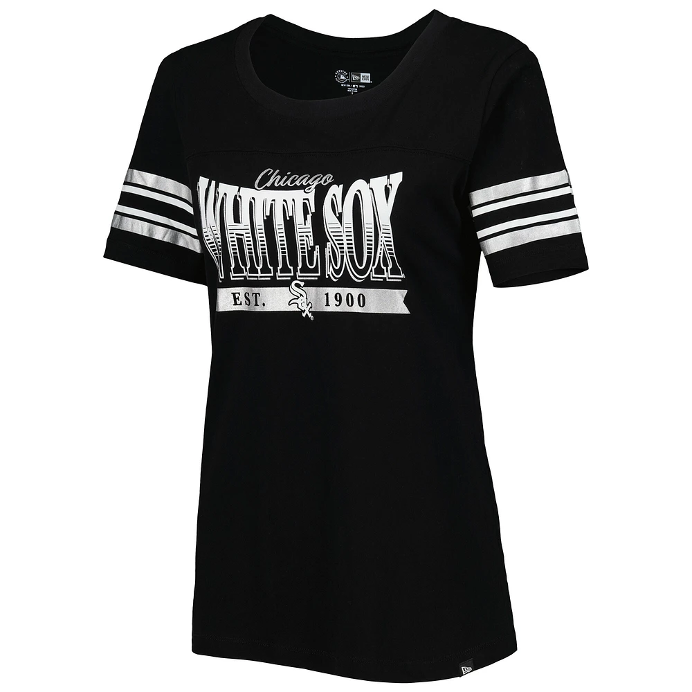 T-shirt à rayures noires pour femme New Era Chicago White Sox Team