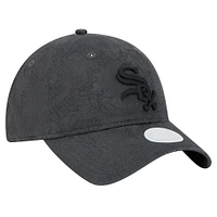 Casquette ajustable 9TWENTY à motif floral ton sur ton noire Chicago White Sox de New Era pour femme