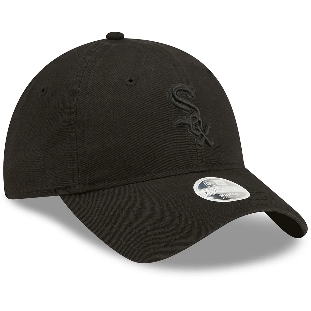 Casquette réglable New Era Chicago White Sox Core Classic II 9TWENTY noir sur noir pour femme