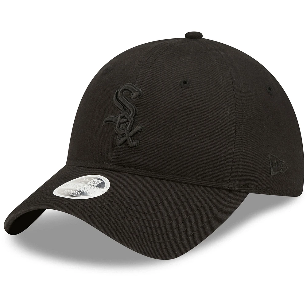 Casquette réglable New Era Chicago White Sox Core Classic II 9TWENTY noir sur noir pour femme