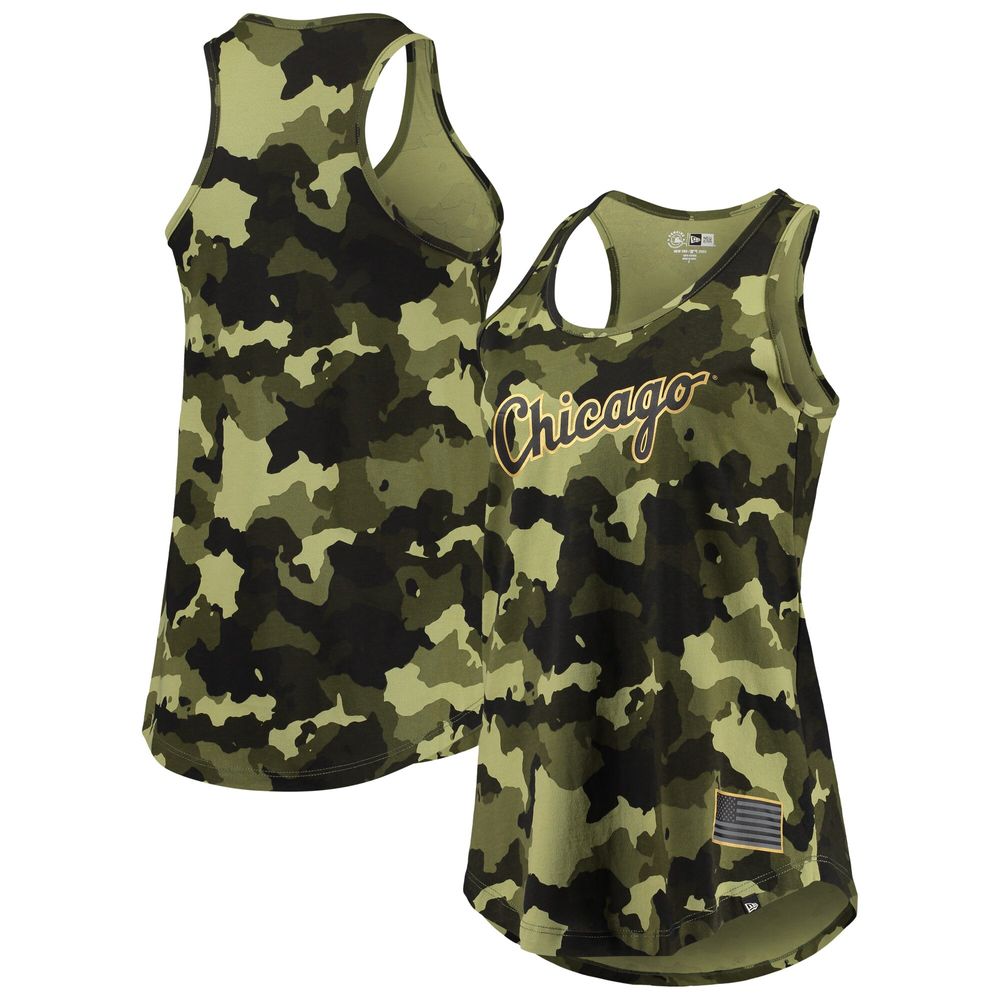 Women's New Era Green Chicago White Sox 2022 MLB Armed Forces Day Camo Racerback Tank Top