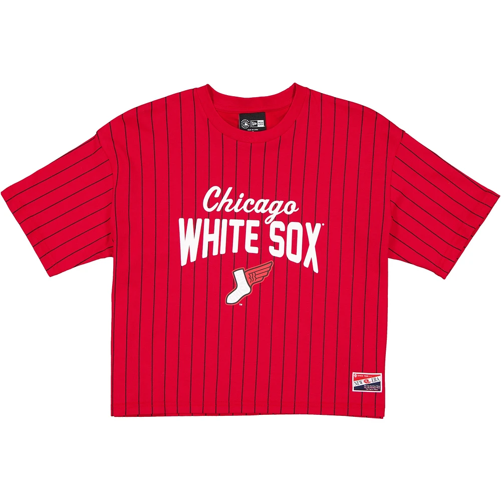 T-shirt à rayures fines City Connect 2025 Chicago White Sox rouge/noir New Era pour femme