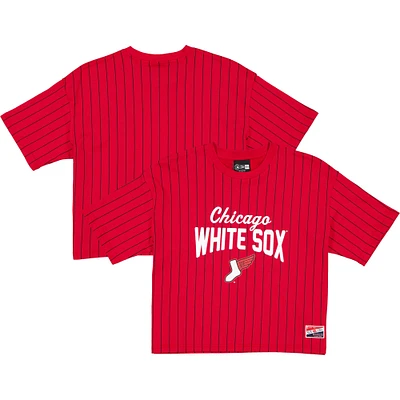 T-shirt à rayures fines City Connect 2025 Chicago White Sox rouge/noir New Era pour femme