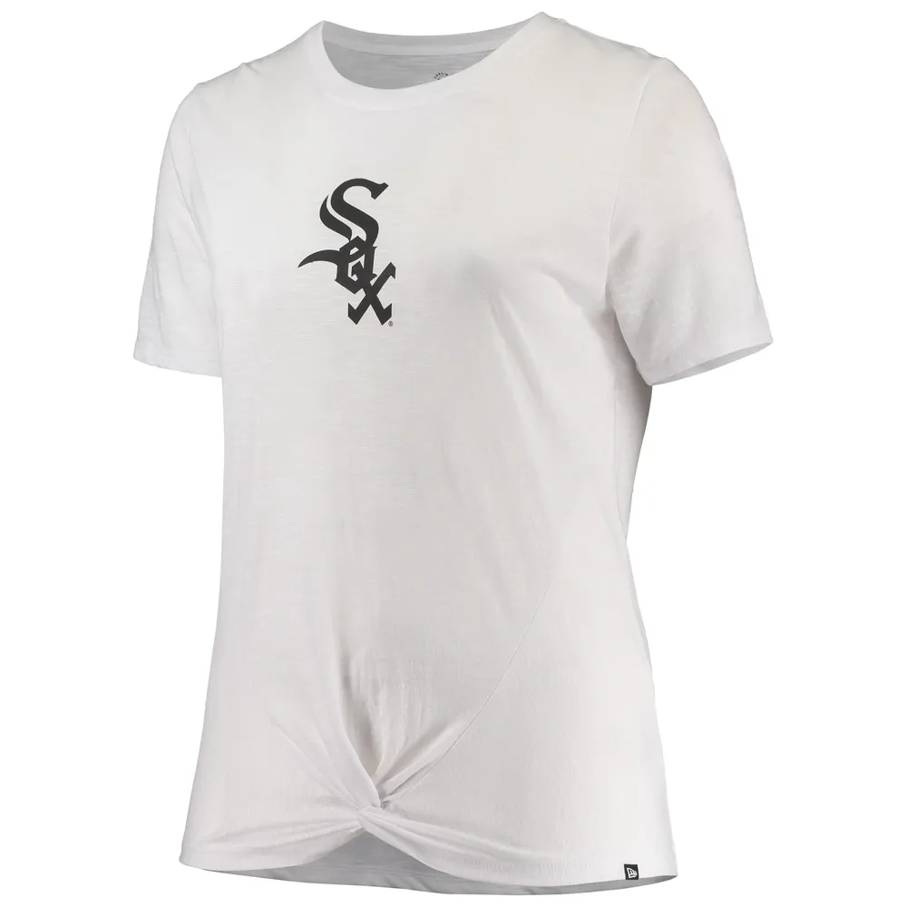 Women's New Era White Chicago Sox Plus 2-Hit Front Knot T-Shirt