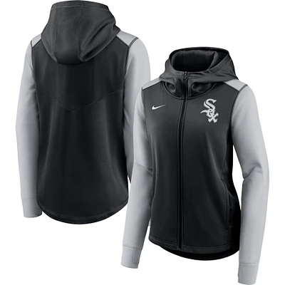 Sweat à capuche entièrement zippé Nike Chicago White Sox Authentic Collection Baseball Performance pour femme, noir/gris