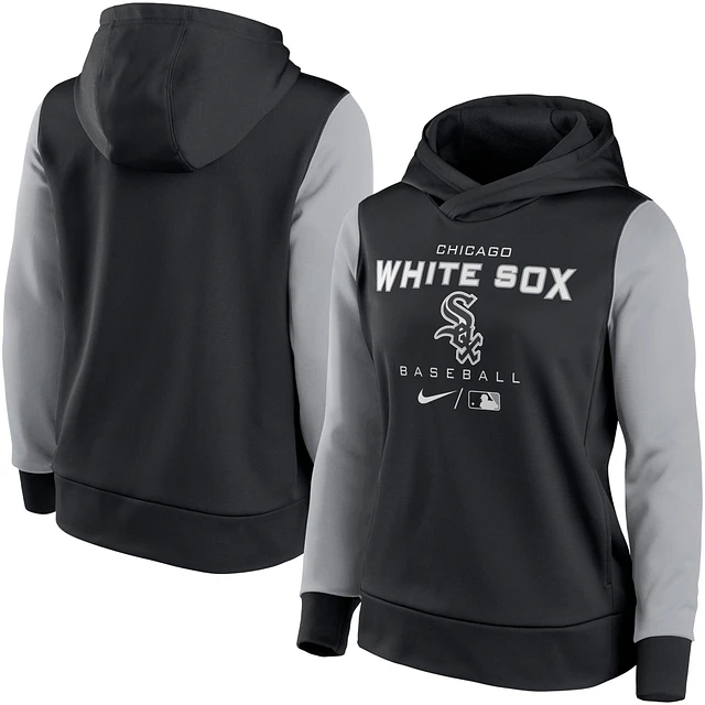 Women's Fanatics Branded Black Chicago White Sox Official Logo Crossover V-Neck Pullover Hoodie Size: Large