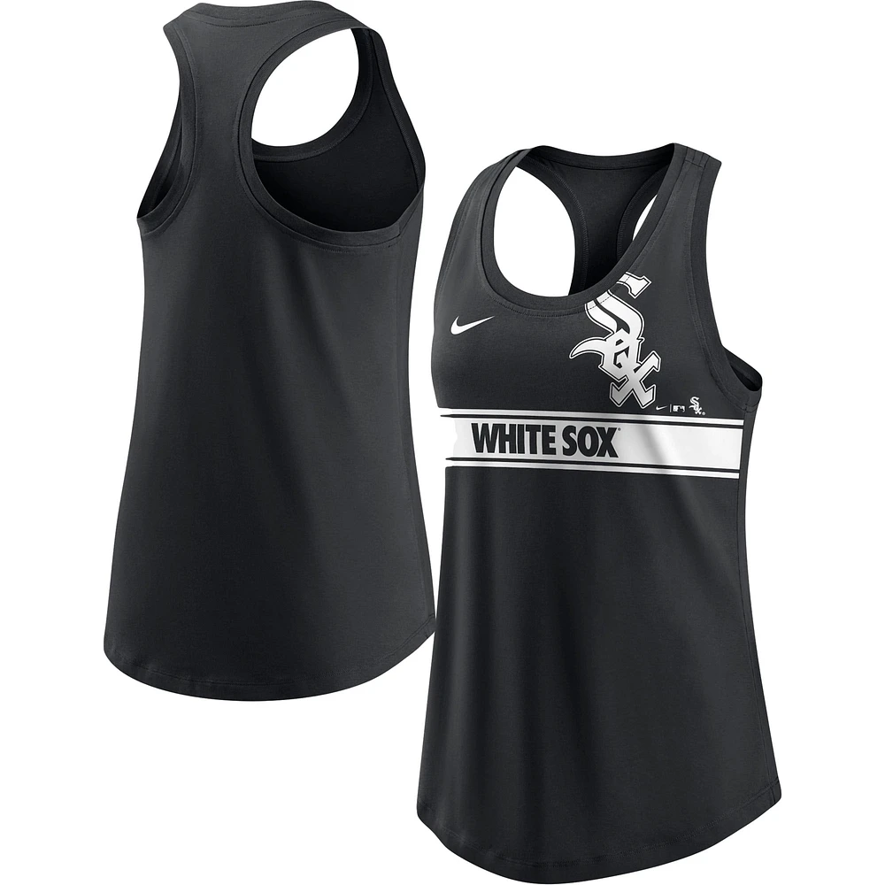 Débardeur à dos nageur court Nike Chicago White Sox Performance pour femme, noir