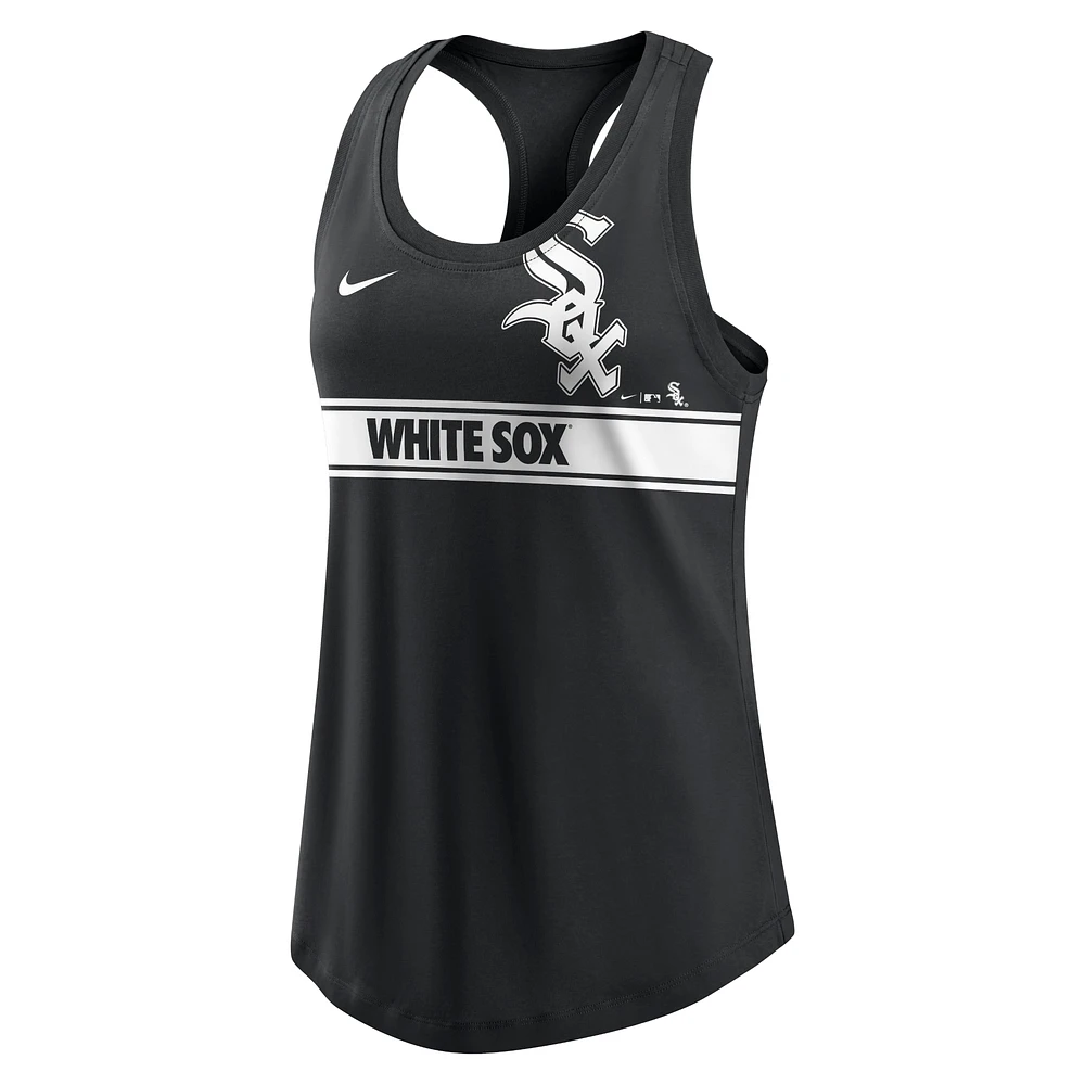 Women's Nike Black Chicago White Sox Cropped Logo Performance Racerback Tank Top