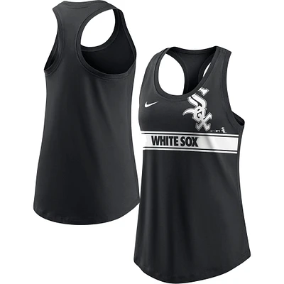 Débardeur à dos nageur court Nike Chicago White Sox Performance pour femme, noir