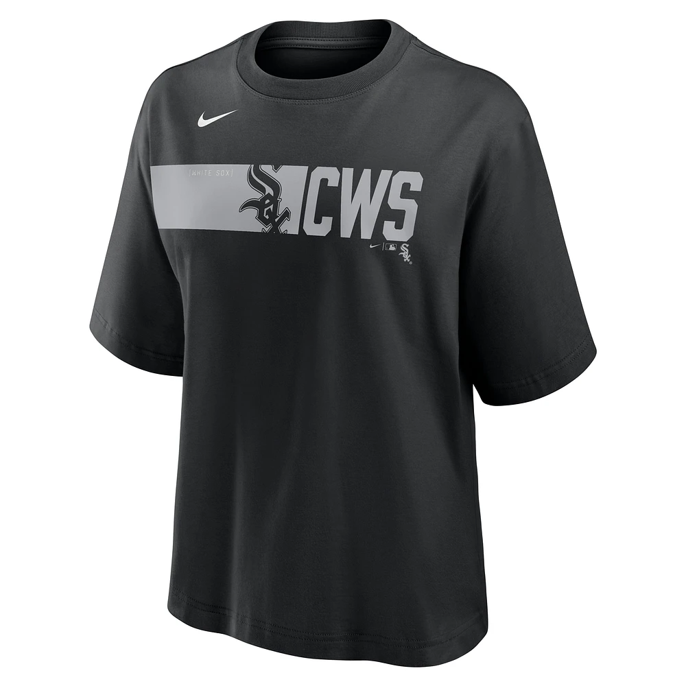 Women's Nike  Black Chicago White Sox Knockout Boxy T-Shirt