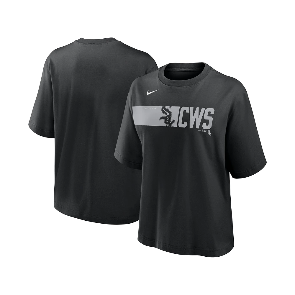 Women's Nike Black Chicago White Sox Knockout Boxy T-Shirt