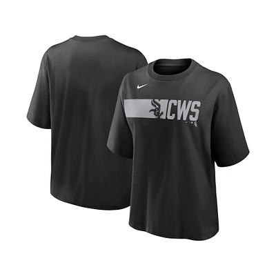 Women's Nike  Black Chicago White Sox Knockout Boxy T-Shirt