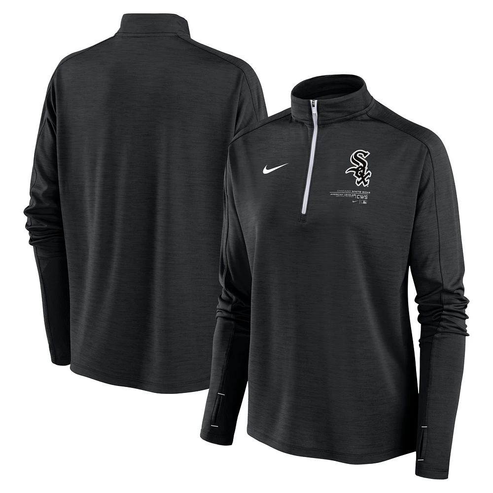 Haut à quart de zip Pacer Chicago White Sox pour femme Nike Noir