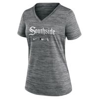 Women's Nike Gray Chicago White Sox MLB City Connect Velocity Space-Dye Performance V-Neck T-Shirt