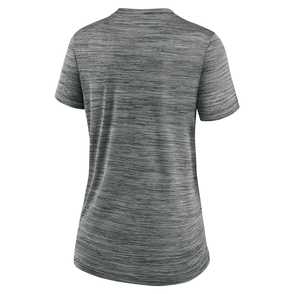 T-shirt à col en V Nike gris Chicago White Sox MLB City Connect Velocity Space-Dye Performance pour femme