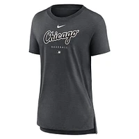 T-shirt Nike Heather Charcoal Chicago White Sox Authentic Collection Early Work Tri-Blend pour femme