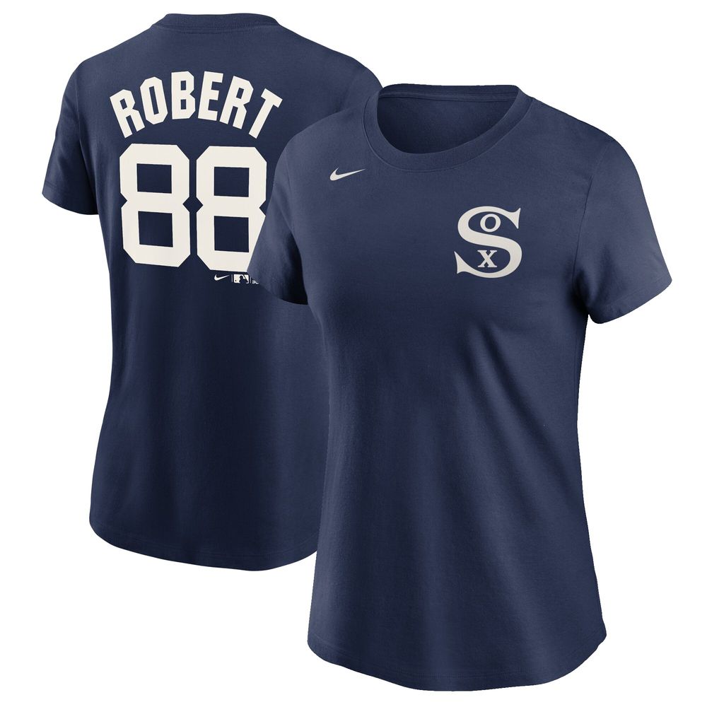 Women's Nike Luis Robert Navy Chicago White Sox 2021 Field of Dreams Name & Number T-Shirt