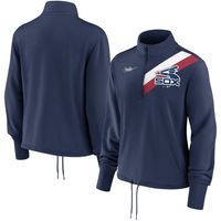 Women's Nike Navy Chicago White Sox 1981-85 Cooperstown Collection Rewind Stripe Performance Half-Zip Pullover