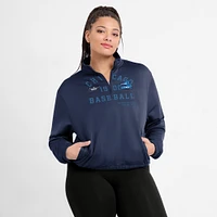 Women's Nike Navy Chicago White Sox Rewind Splice Half-Zip Semi-Cropped Bubble Hem Sweatshirt