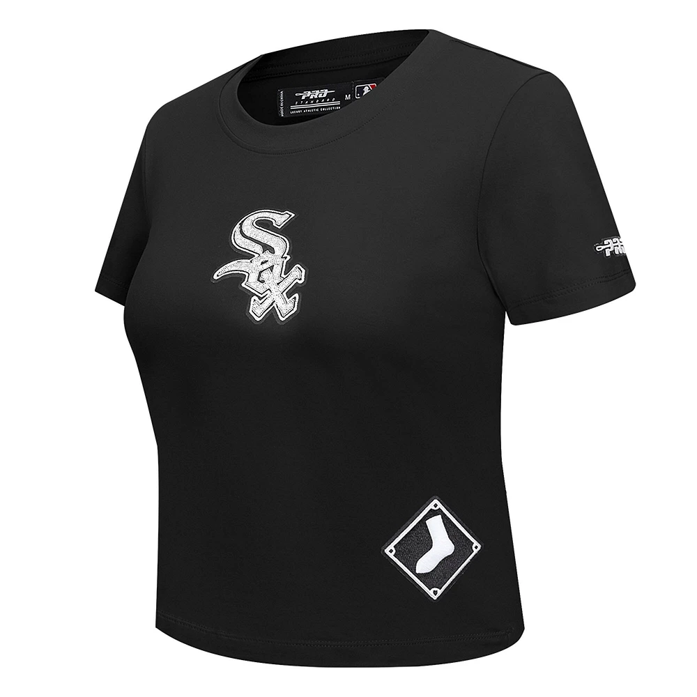 Women's Pro Standard  Black Chicago White Sox Game Day Classics Baby Doll Cropped T-Shirt