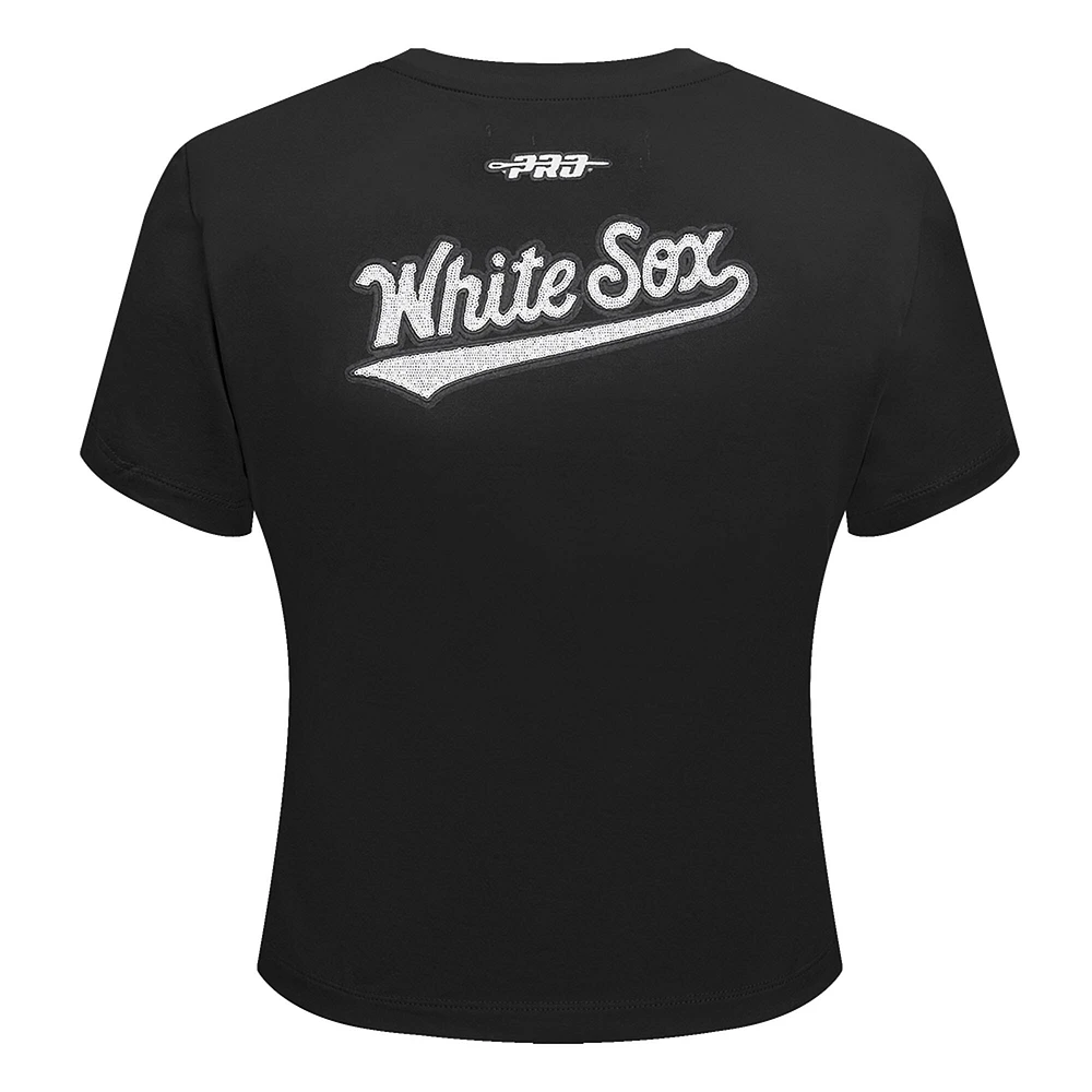 Women's Pro Standard  Black Chicago White Sox Game Day Classics Baby Doll Cropped T-Shirt