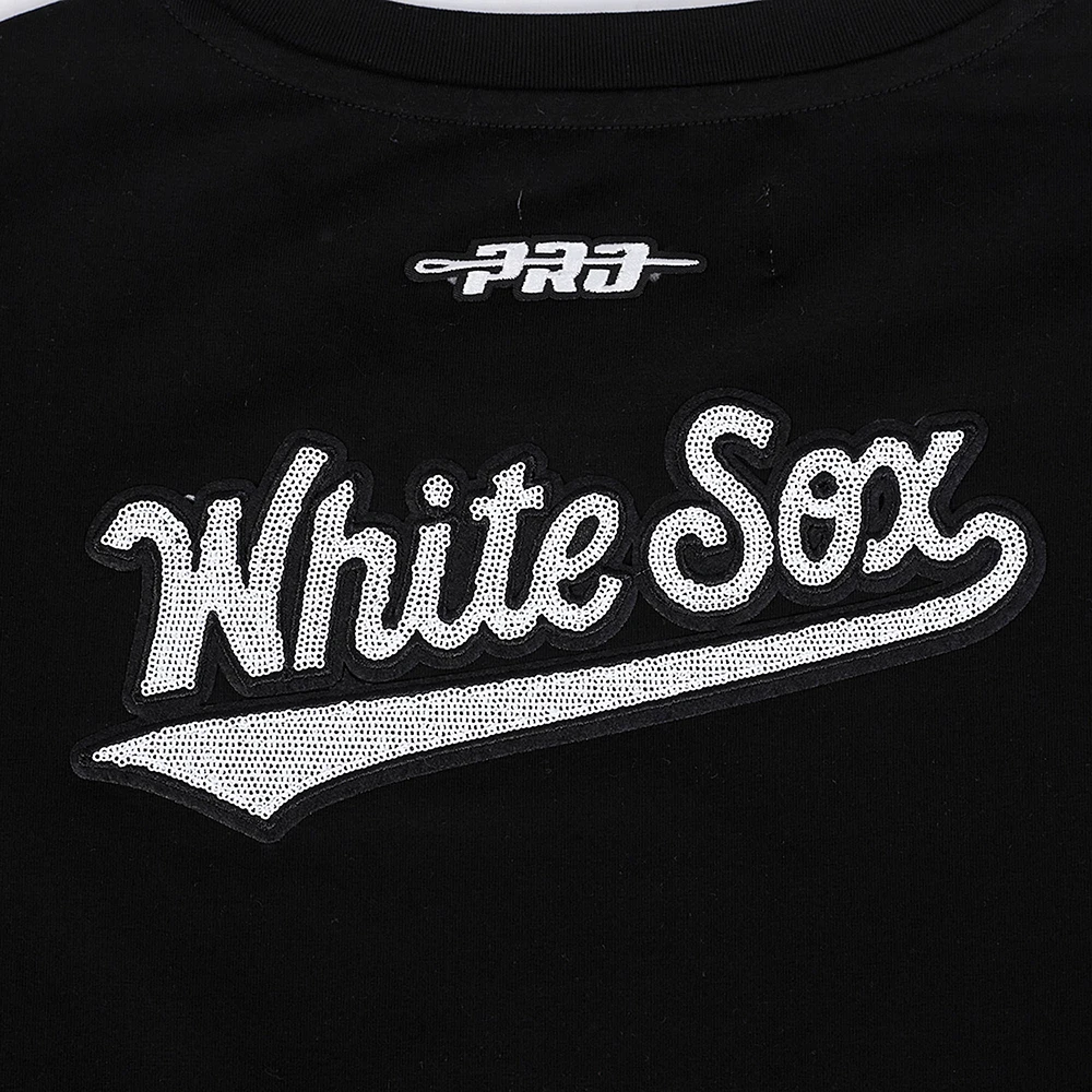 Women's Pro Standard  Black Chicago White Sox Game Day Classics Baby Doll Cropped T-Shirt