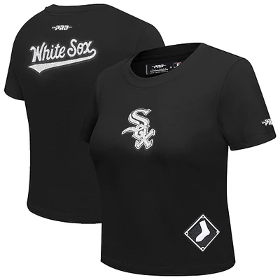 Women's Pro Standard  Black Chicago White Sox Game Day Classics Baby Doll Cropped T-Shirt