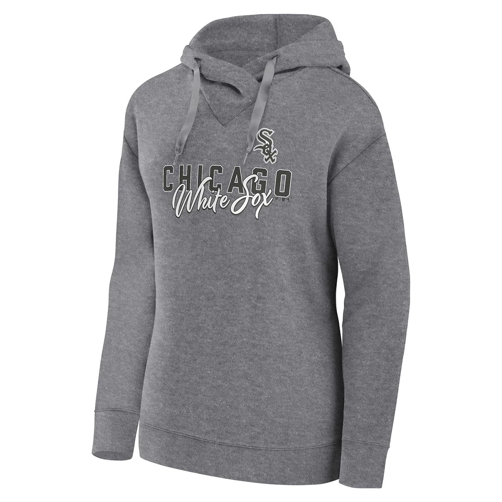 Sweat à capuche Profile Chicago White Sox taille plus gris chiné pour femme