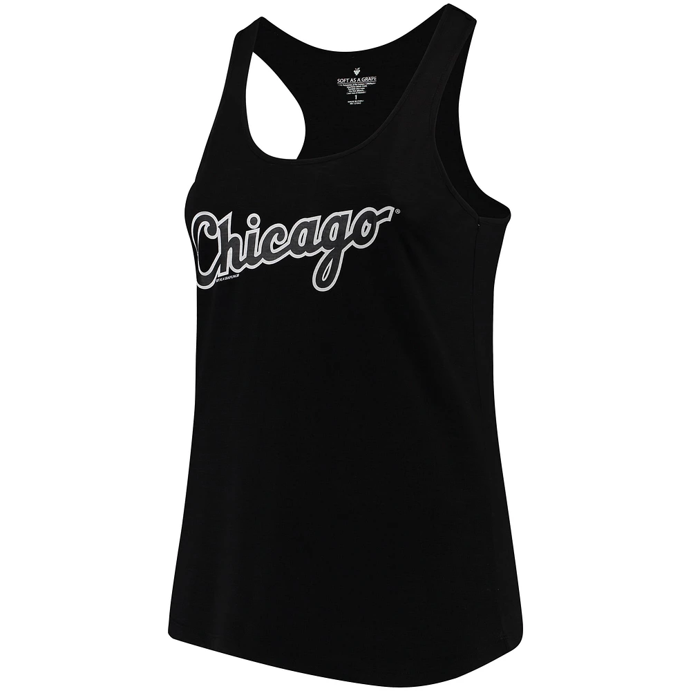 Débardeur a dos nageur Soft as Grape Black Chicago White Sox taille plus Swing for the Fences pour femmes