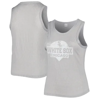 Chicago White Sox Soft as a Grape Women's Plus High Neck Tri-Blend Tank Top - Gray