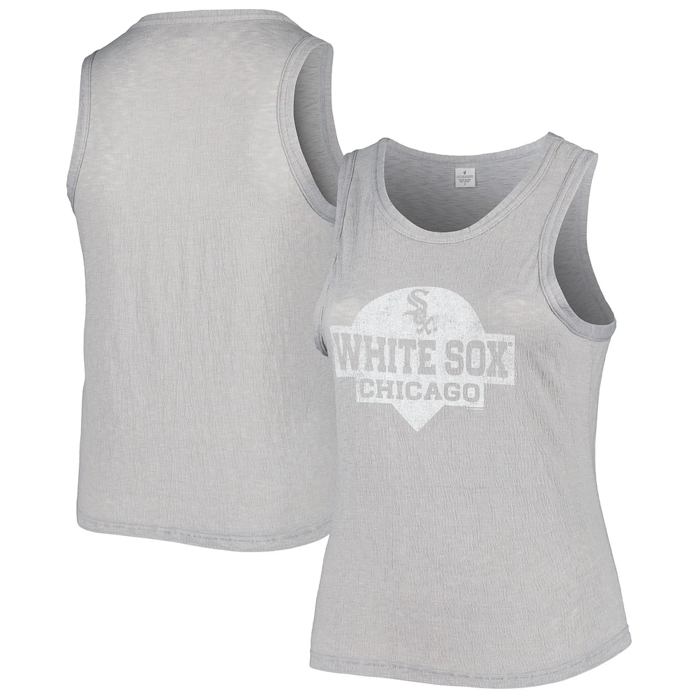 Women's Soft as a Grape Gray Chicago White Sox Plus High Neck Tri-Blend Tank Top