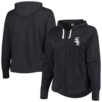 Haut a capuchon léger glissière pleine longueur Chicago White Sox Soft as Grape Heather Charcoal pour femme