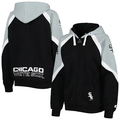 Chicago White Sox Starter Women's Hail Mary Full-Zip Hoodie - Black/Silver