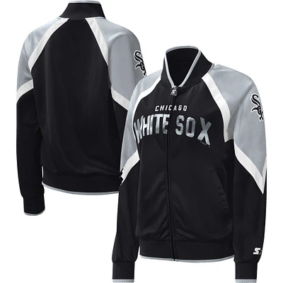 Veste de survêtement raglan Starter Black Chicago White Sox Touchdown pour femme